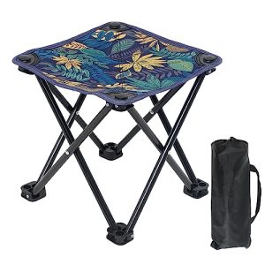 Wind Tour Portable Folding Camping Stool Outdoor Camping Lightweight Samll Chair for Fishing Hiking Gardening and Beach with Carry Bag (Blue)